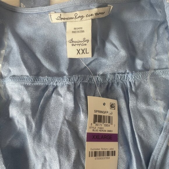 American Rag Womens Blue Floral TieFront Bell Sleeve Blouse XXL Boho Cottagecore - Picture 3 of 12